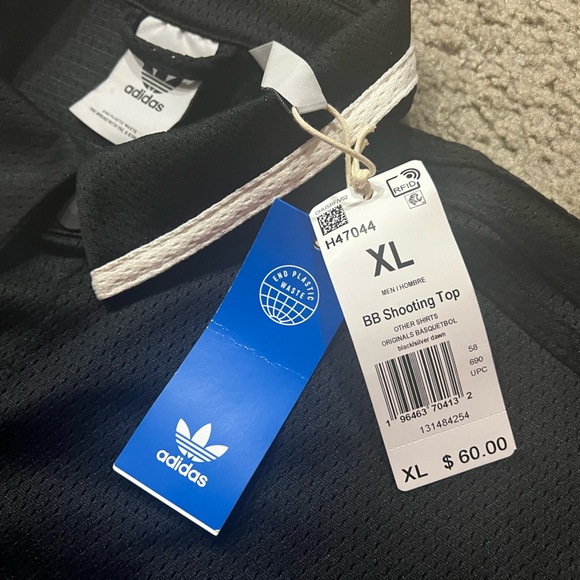 $60 adidas originals Retro Basketball Shooting Shirt men jersey baggy top - Picture 2 of 4